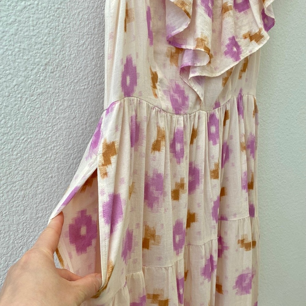 NWT✨XÍRENA Abstract Print Tiered Cotton Dress LILAC IKAT Sz Medium - Picture 15 of 17
